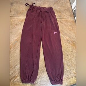 Women’s small  Burgundy Joggers- side drawstring - Nike on back
